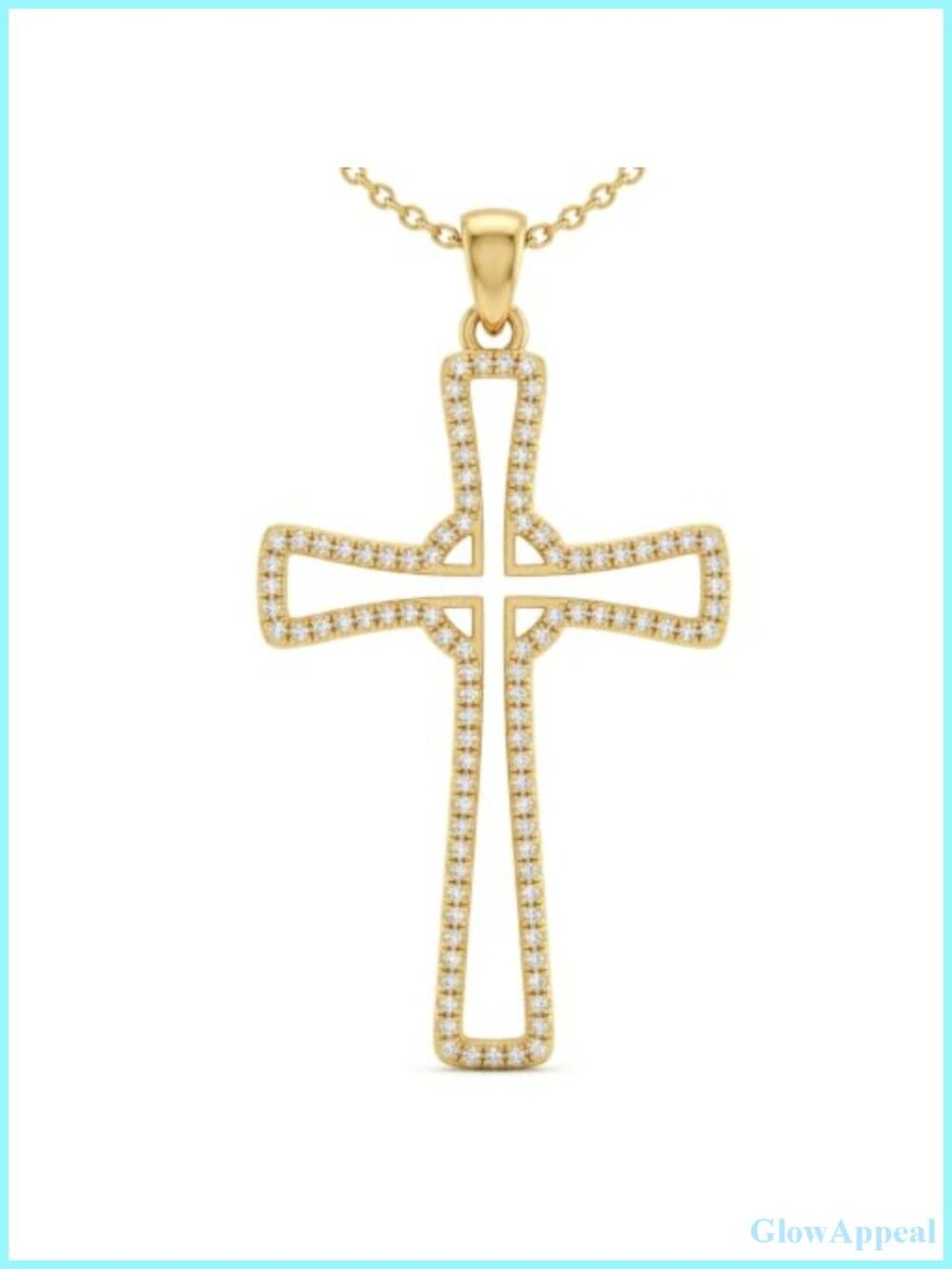 14k Gold Plated Diamond Cross Pendant Necklace Lab Grown Christian Jewelry Gift